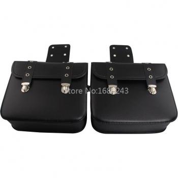 Universal Black Cruiser PU Leather Motorcycle Side Tool Bag - 2pcs