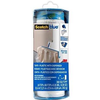 Scotch Blue Pre‑Taped Painting Film – 4 ft × 90 ft with Edge Seal & Dispenser (Case of 6)