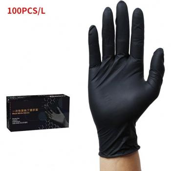 100 Pieces Nitrile Gloves - Black and White, Slip-Proof