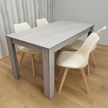 Koala Grey Contemporary Dining Table with Four Cream Seats
