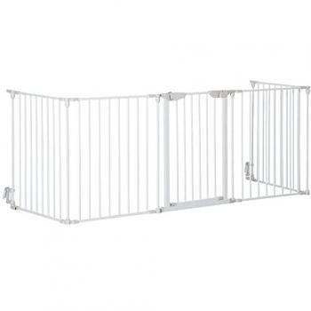 Barrière PetSafe Parc enclos pliable avec porte verrouillable – 5 panneaux métal PP blanc