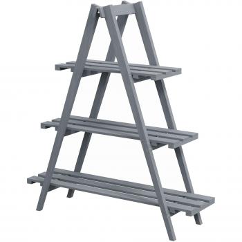 Estantería Plegable para Macetas de Madera 3 Niveles Marco en A 100x36x112 cm Gris