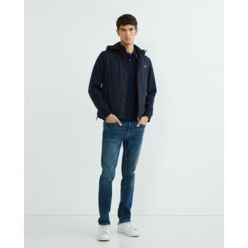 Guess Tech Hombre: Chaqueta Impermeable de Punto Azul Oscuro