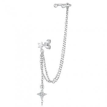 Elli Kristall Ohrstecker Earcuff Stern 925 Silber