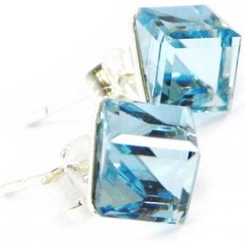 Pendientes Turquesa 'Cubes de Cristal' en Plata 6 mm