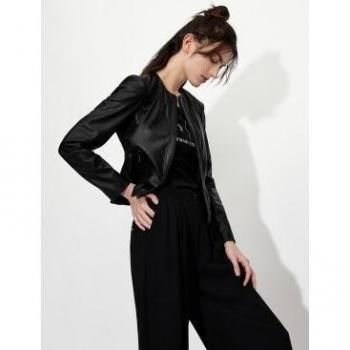 Armani Exchange Women's Black Blazer with Zip Fastening, Size M