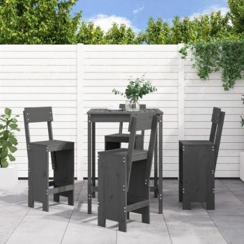 VidaXL 5 Piece Patio Bar Set Grey Solid Wood Pine