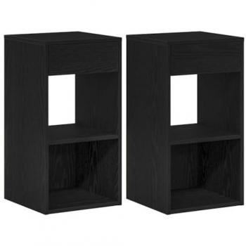 Comodini con Cassetto 2 pz Rovere Neri 35x34x66,5 cm - Vidaxl