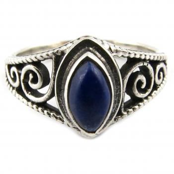 Heavenly Sapphire‑Blue Handcrafted Silver Ring – 11x7 mm, 54 Blues