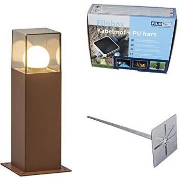 Qazqa 30cm Garden Bollard Light – Rust Brown, Ground Pin, Cable Sleeve (Denmark)