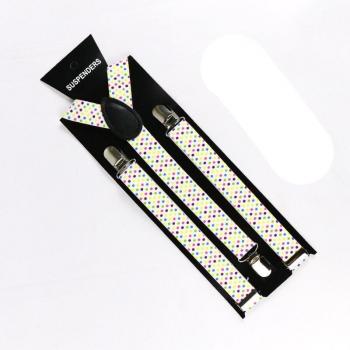Winfox Black Polka Dot Braces for Men and Women