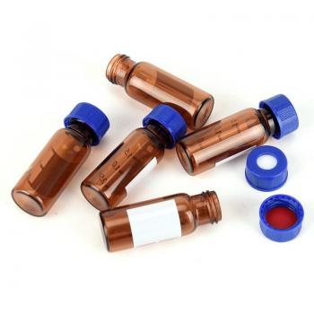 2ml Graduated Round Glass Bottles with Plastic Lids - Set of 5