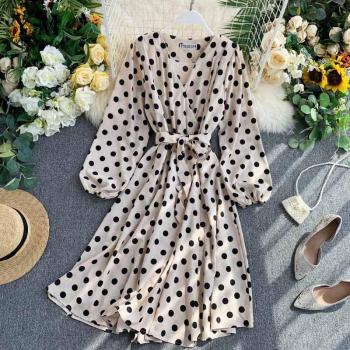 Ins Style Polka Dot Midi Dress for Women