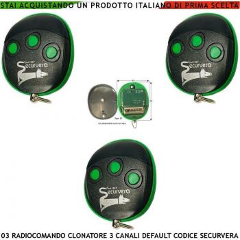 Radiocontrollo Securvera 66 Bit 3 Pezzi 433,92 MHz con Led di Segnalazione