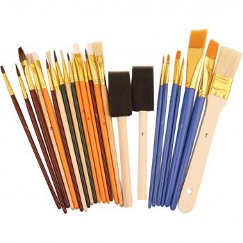 25-Piece Paint Brush Set for Acrylic, Oil, Watercolor, Gouache