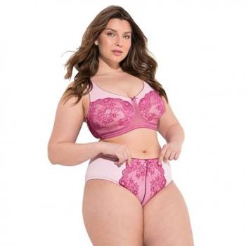 Ulla Popken Slip Midislip Mesh Spitze Mikrofaser höher geschnitten