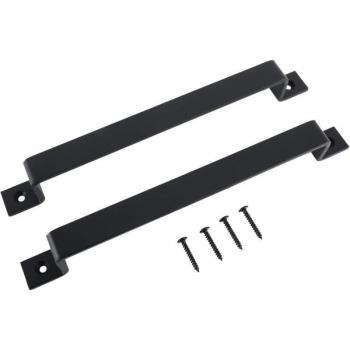 Porte scorrevoli fienile: maniglie in acciaio con viti, 2 unità, 30 cm, colore nero