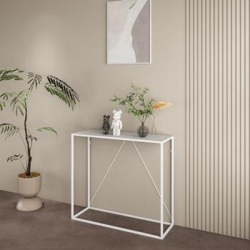 Tavolo Consolle Austevoll in Acciaio 90 x 30 x 80 cm - Bianco