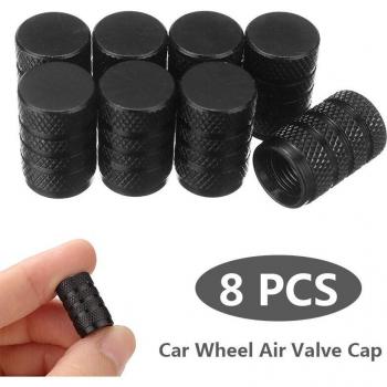 8pcs Black Aluminum Alloy Wheel Valve Caps