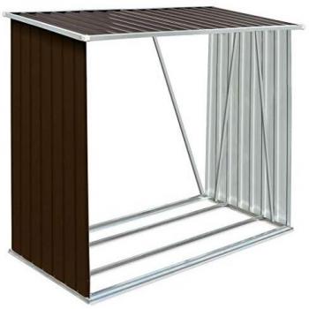 Brown Galvanised Steel Log Storage Shed