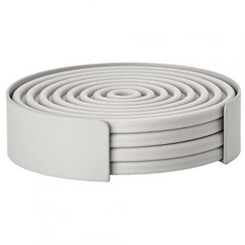 Zone Set de 4 dessous de verre en silicone avec support métal gris clair