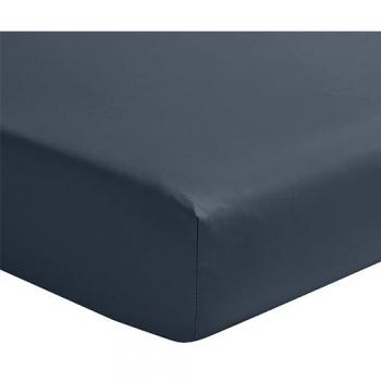 Drap-housse uni en satin de coton Palazzo Bleu nuit Essix