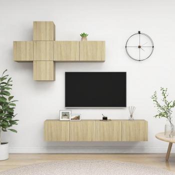 Meuble TV Mural 7 Pcs en Chêne Sonoma
