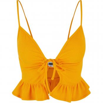 Top de femeie cu model waffle și franjuri, gust de mango