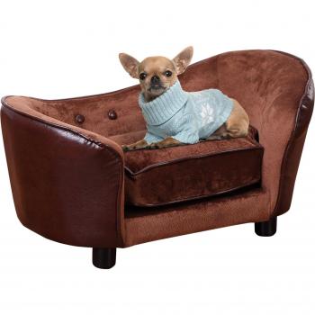 PawHut Pet Sofa Chair with Legs, Extra Small Dog & Cat Couch, Soft Cushioned, Brown, 68.5 x 40.5 x 40.5 cm