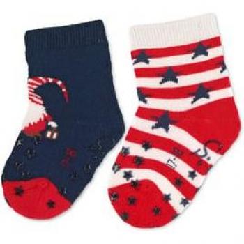 Chaussettes de bébé avec semelles en caoutchouc pack de deux Noël marine