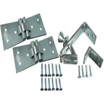 Satin Chrome Counterflap Catch 102mm x 32mm x 38mm with 2 Hinges + 24 Screws