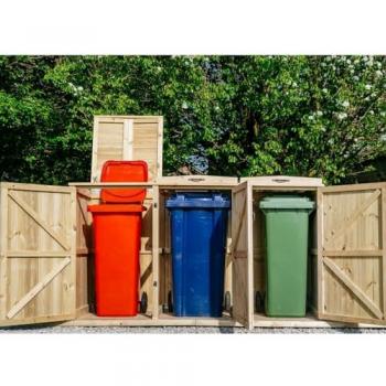 Triple Wheelie Bin Keeper – Chatburn – Wood – Fits Three 140 L Bins