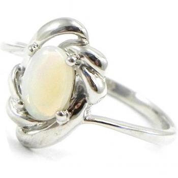 Zilveren Ring 'Opal Goddess' Zilverwit (gerhodineerd) - 14x9 mm 54 wit