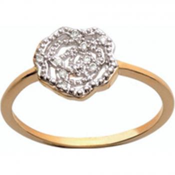 Anillo de Oro Laminado 'Rosa Romántica' Blanco Dorado - 10 mm 54 Plata
