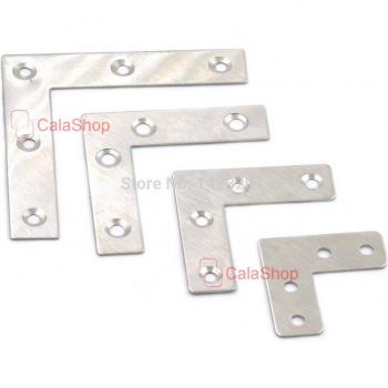 10 Pcs Flat L Shape Angle Plate Corner Brace Joint Fasteners - Stainless Steel