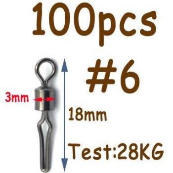 Elllv 100pcs Fishing Swivel with Hook Connector and Side Line Clip