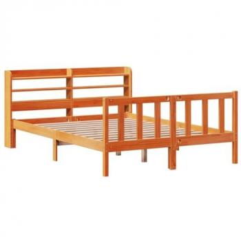 VidaXL Bed Frame with Headboard Wax Brown 120x190 cm Small Double