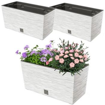 Pot de Fleurs 2x 12L Blanc 39.5x19.5 cm + Insert 8L