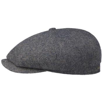 Stetson Hatteras Classic Blue‑Grey Wool Flat Cap – 56 cm, Unisex