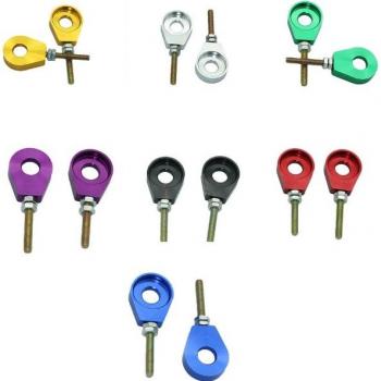 Motorcycle 12mm Rear Wheel Axle Chain Tensioner Adjusters - 7 Colors