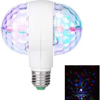 Lámpara de discoteca LED giratoria, 6W, doble cabezal multicolor