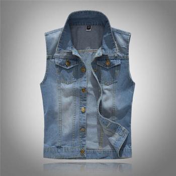 Helle Herren Denim Weste Ärmellose Jacke Casual Slim Fit Cowboy Jacke Plus Größe M-5XL