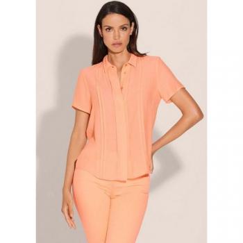 MADELEINE Kurzarmbluse „Bluse mit feinen Biesen“ – pfirsich Orange, Größe 40