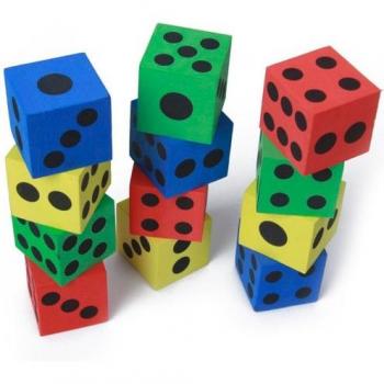 Set de Dados de Juguete 1,5 con Pips 1-6 (4 Colores)