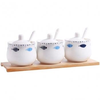 Three-Piece Ceramic Seasoning Container Set
