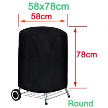 Heavy Duty Waterproof Round BBQ Grill Cover - Black Outdoor Dust and Rain Protection for Weber Grills
