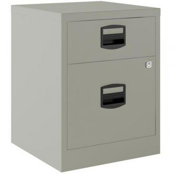Cajonera Bisley 1 cajón personal + 1 cajón archivo A4 móvil fondo 40 cm gris