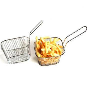 Cestello per mini patatine fritte in acciaio, friggitrice da cucina, strumento argentato