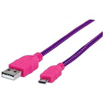 Manhattan 352758 1m USB A Micro-USB B Macho Macho Rosa, Púrpura - Cable USB