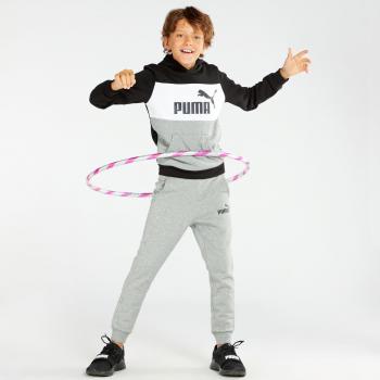 Sudadera Junior Puma Colorblock Gris con Logo en Manga
